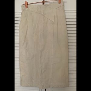 Cream leather pencil skirt